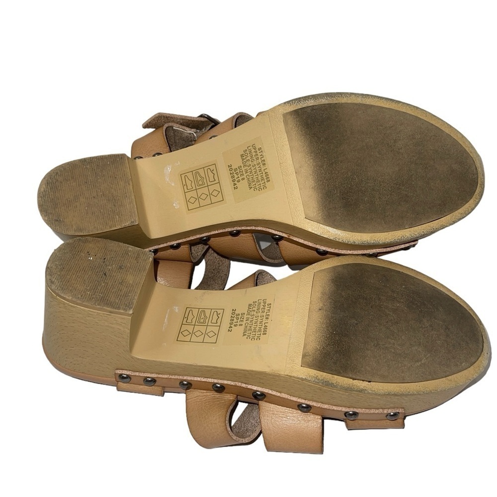 J by J. Crew Women's Sandals Size 8 Tan Faux Leather Strappy Buckle Close - Picture 8 of 10